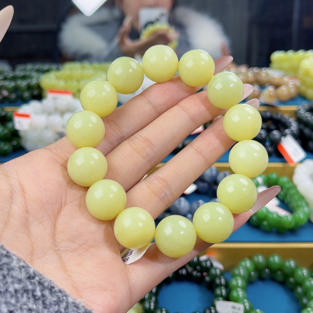 和田玉未镶嵌手链天然和田玉新疆若羌黄口手串16