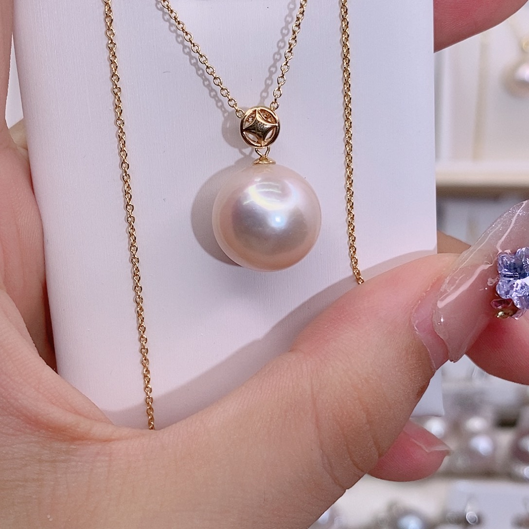 花***事淡水珍珠18K金镶嵌颈饰13➕