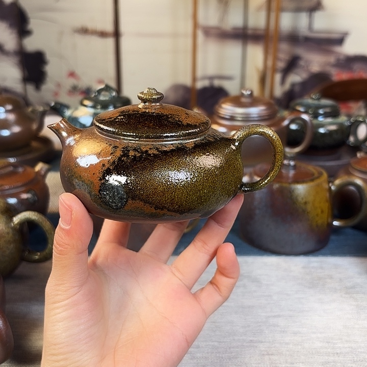 壶柴烧紫砂壶天青寒江