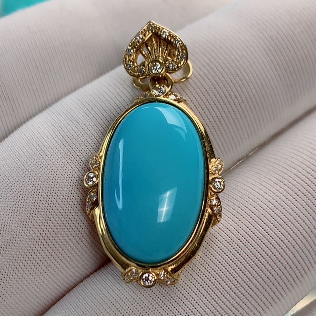 绿松石挂件18K金镶嵌