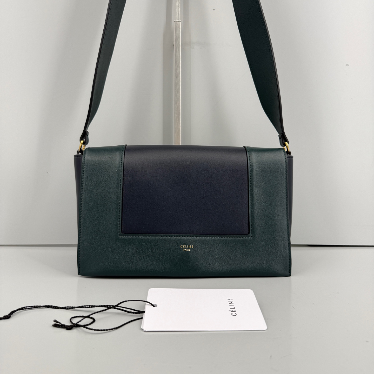 95新 Celine/思琳 优选/Frame中号蓝绿拼色豆腐包/25×16×10