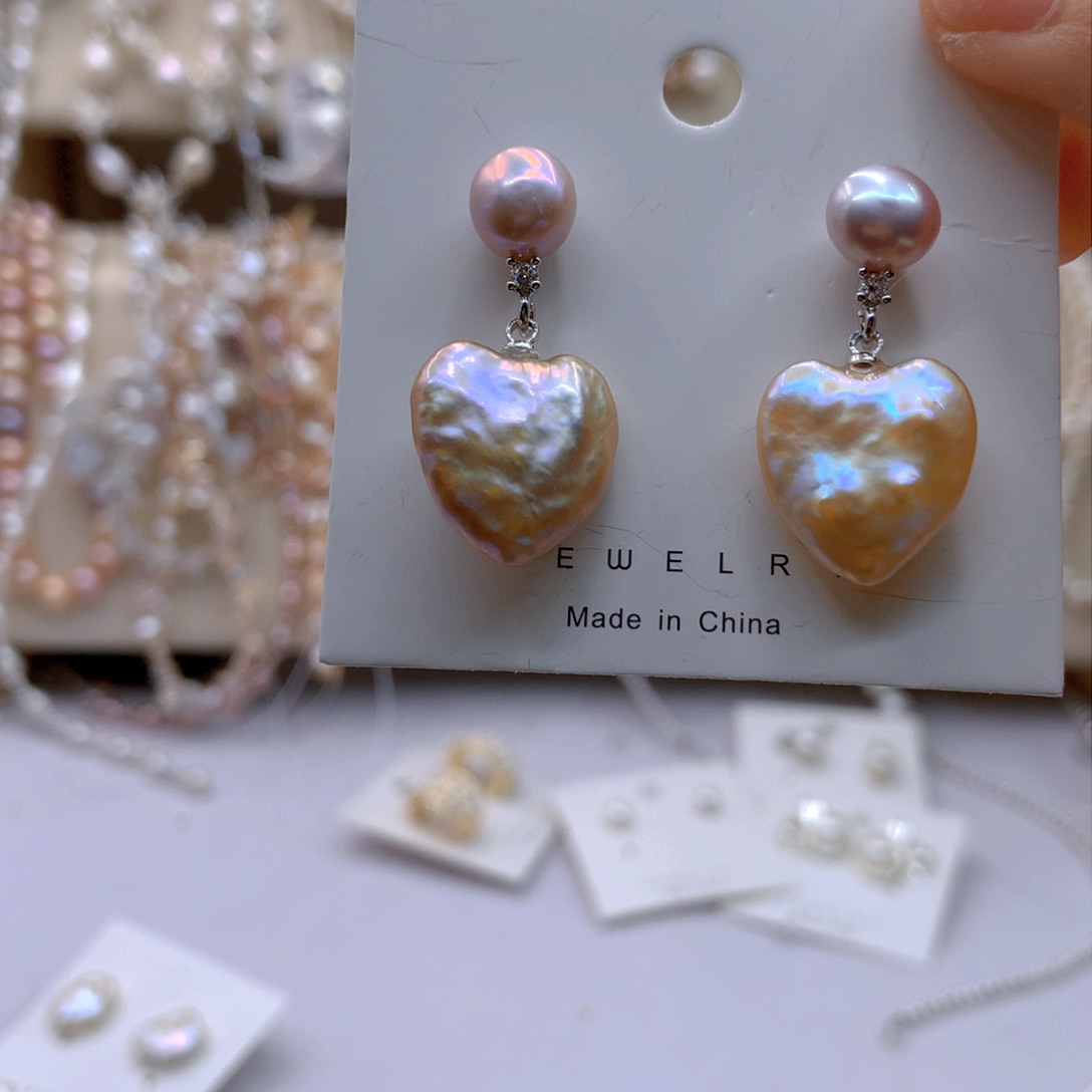 淡水珍珠耳饰银S925镶嵌