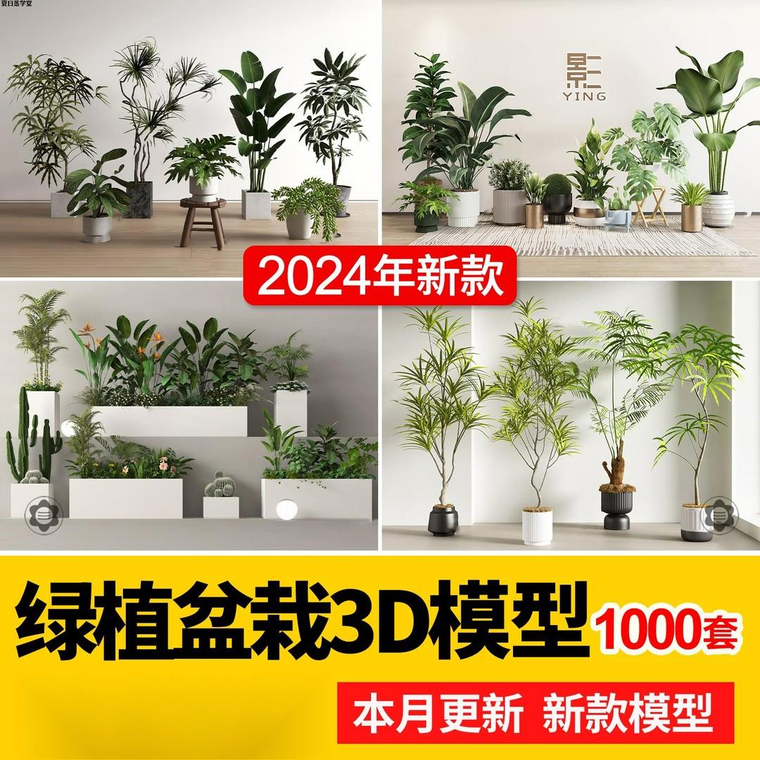 绿植室内盆栽3d模型植物摆件花园现代北欧花卉盆景花盆花店3DMAX