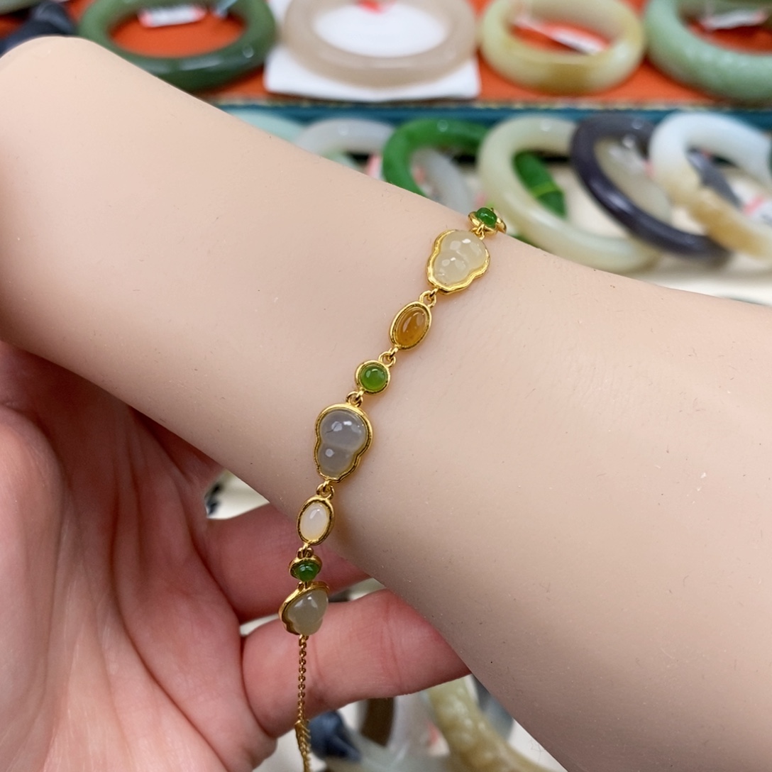 未镶嵌手镯和田玉多宝小葫芦手链