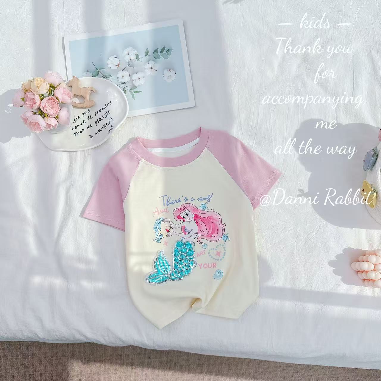 夏款*柔软亲肤+卡通美人鱼*女童T恤 D-A278