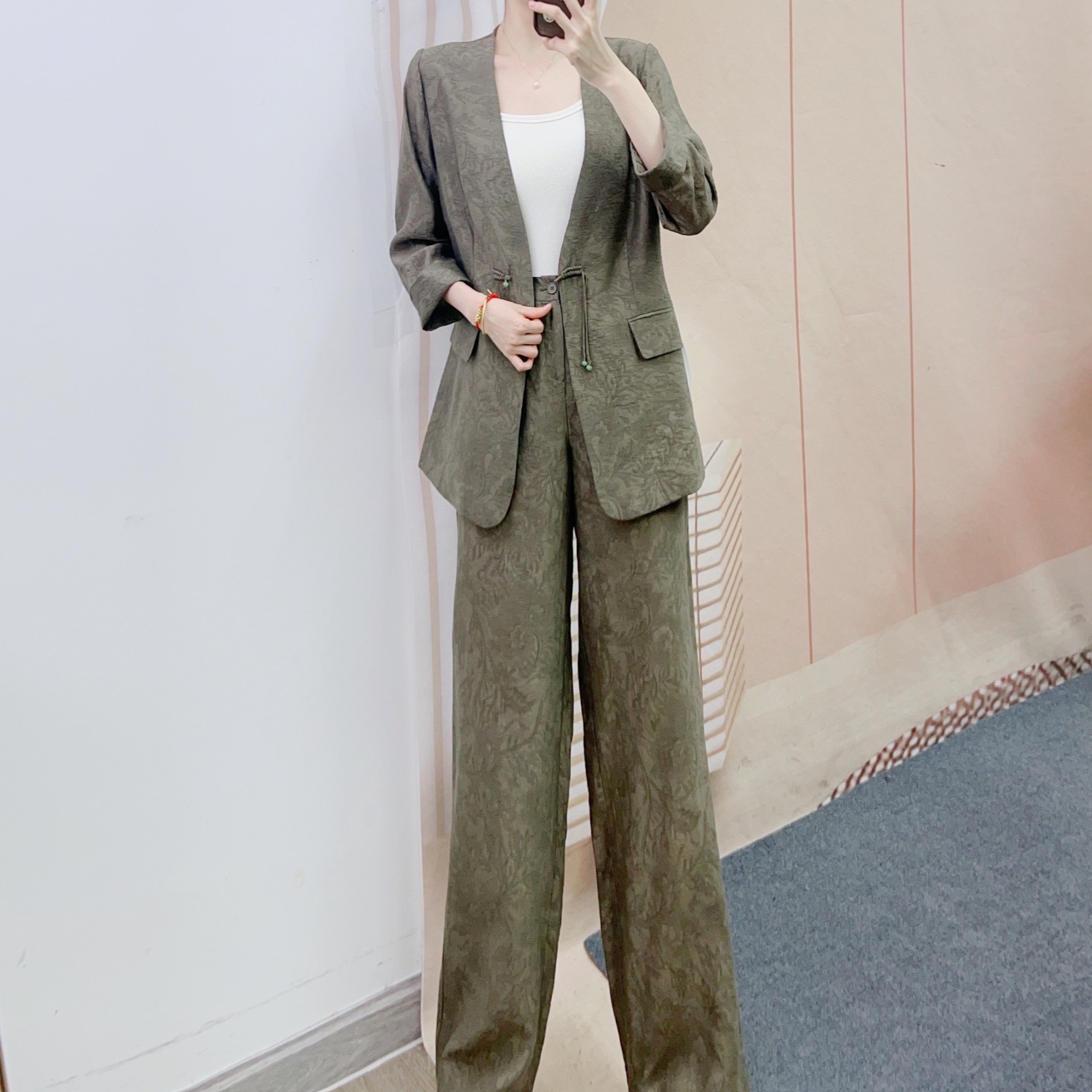 303新中式外套+休闲直筒裤两件套套裤3303/GP