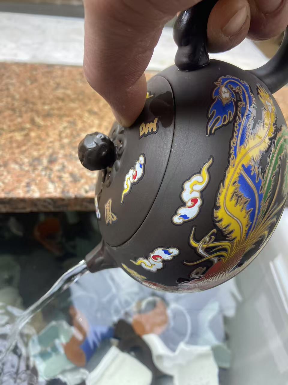 【闪购商品】G紫砂龙凤呈祥西施壶（遇热变色）大容量