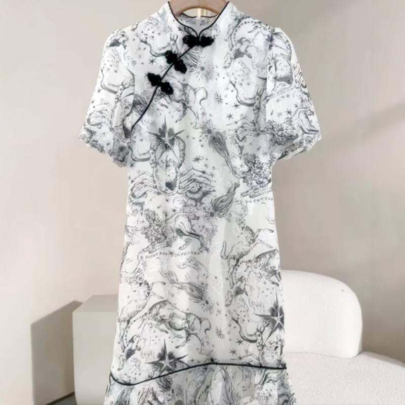 【丽公主】商场同款新品国风盘扣夏季连衣裙D1932001