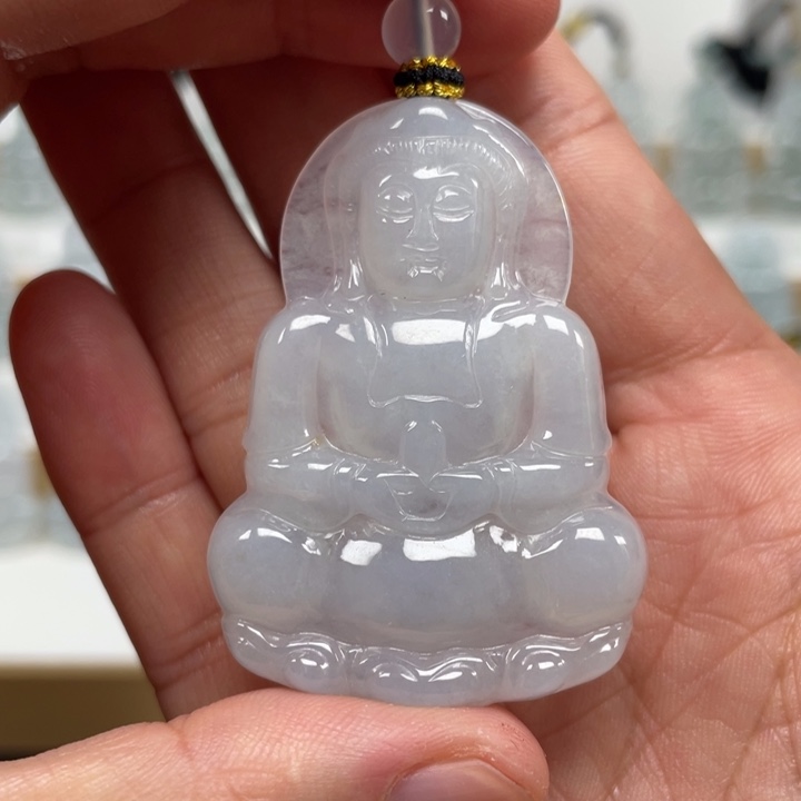 翡翠未镶嵌颈饰天然缅甸翡翠A货观音3号