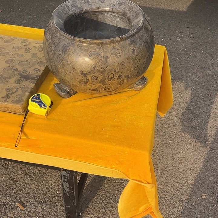 灵璧石金钱石罐子