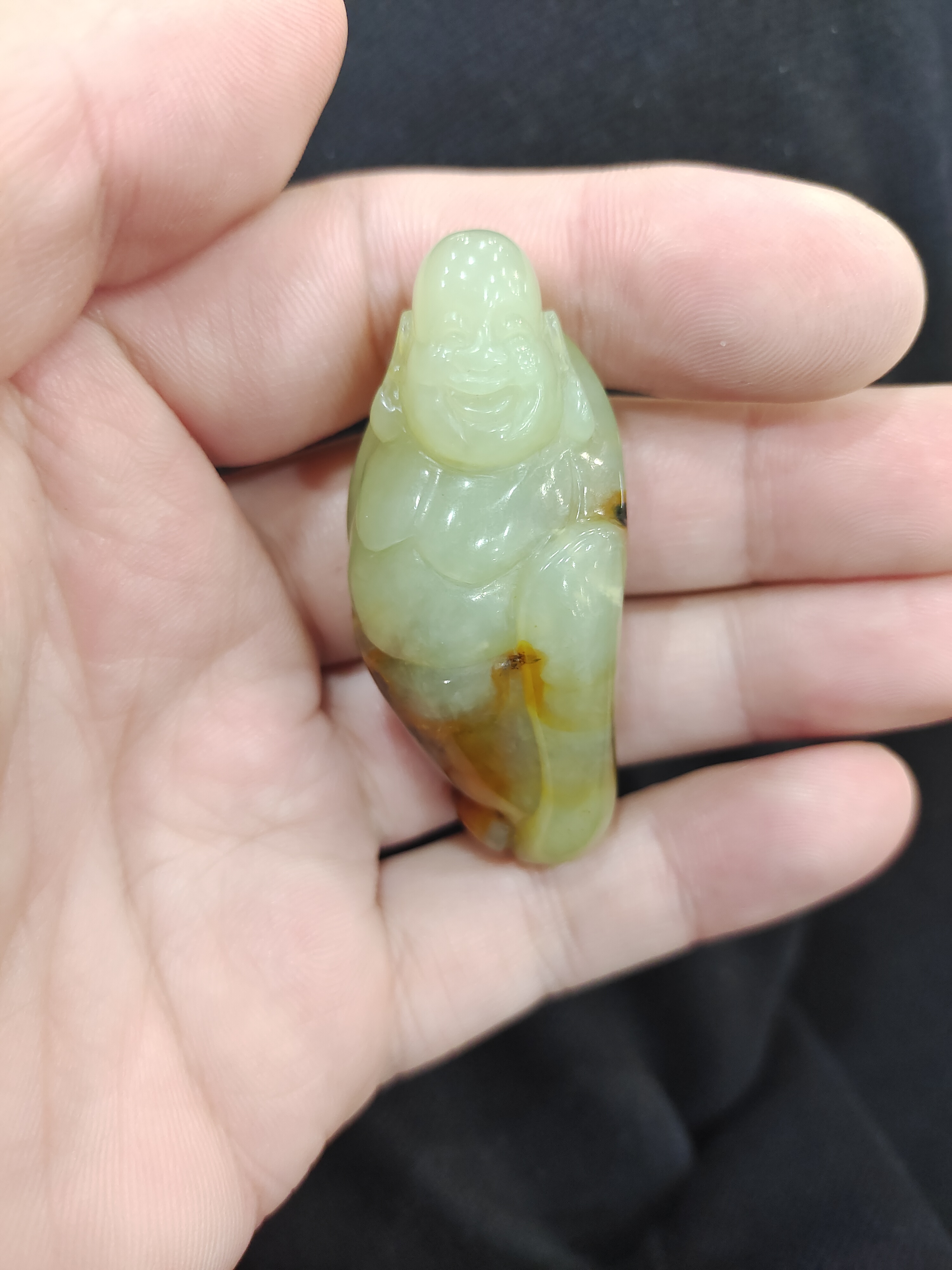 天然花玉  手工立体雕刻  佛