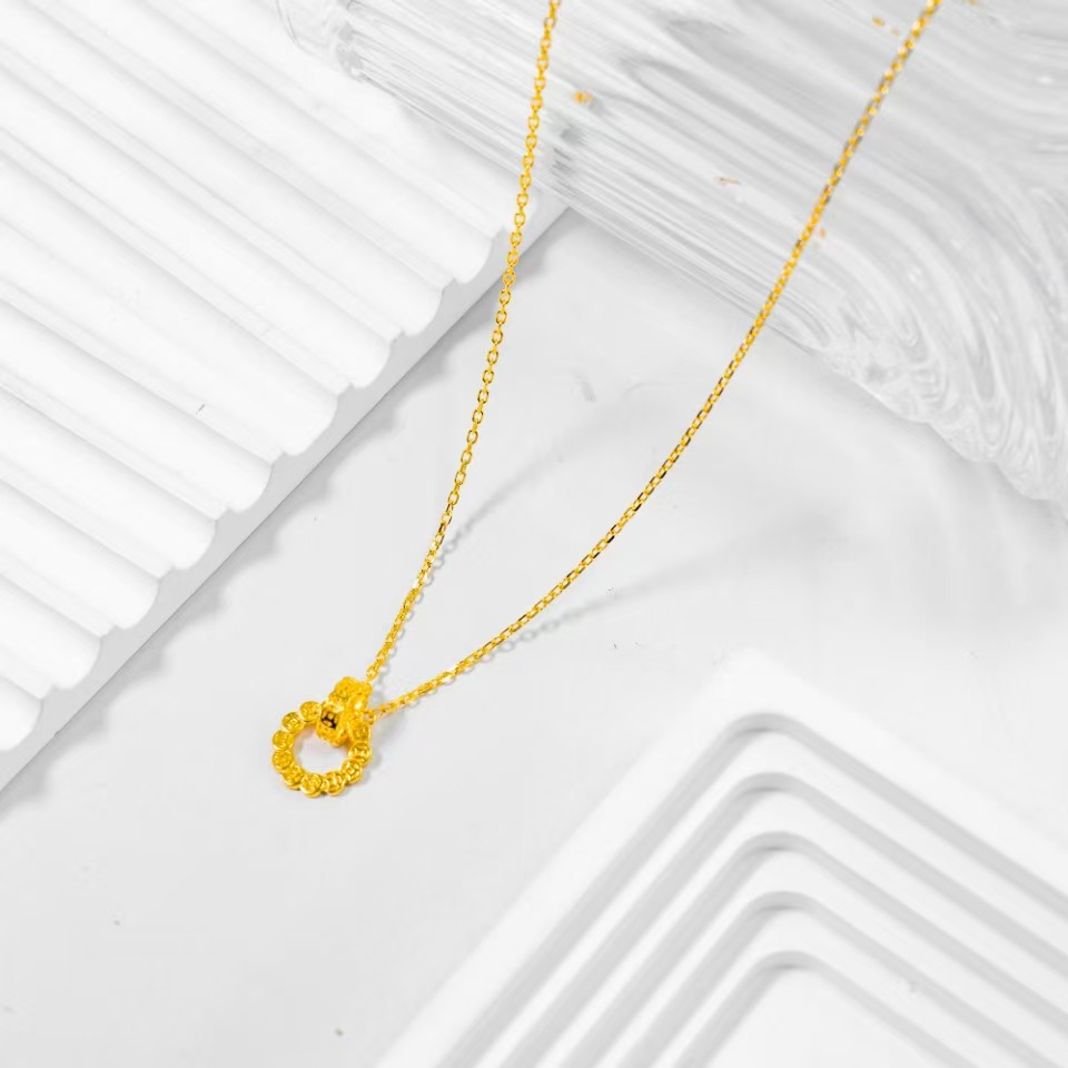 链子足银  双环铜钱套链