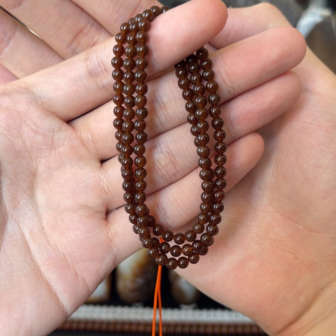 和田玉（糖玉）未镶嵌手链金山全糖4mm小米珠