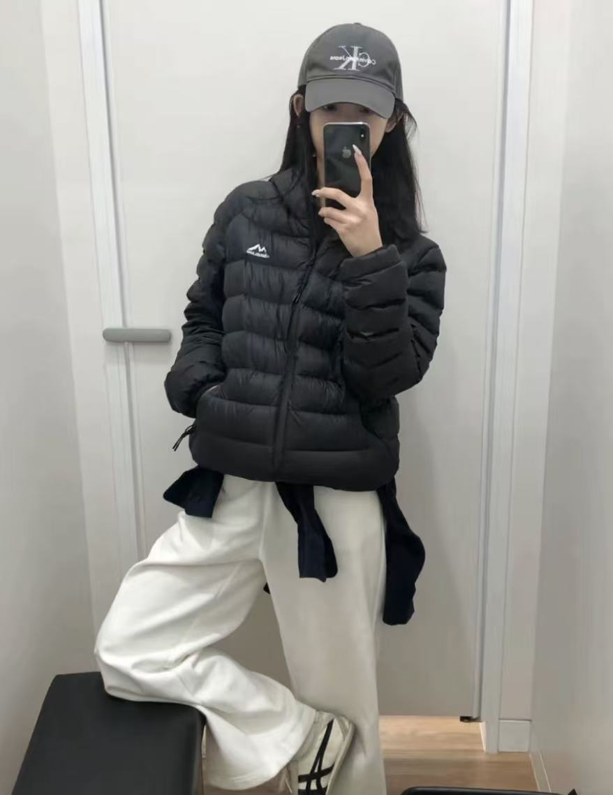 现货发 印花排骨 简约休闲排骨风短款连帽休闲长袖女装时尚棉服