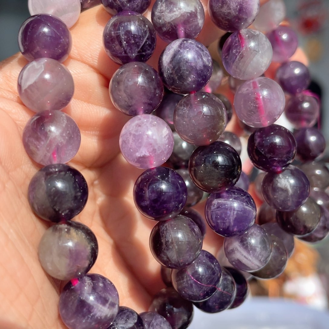水晶手串未镶嵌10mm梦幻紫水晶手串多样性发其一