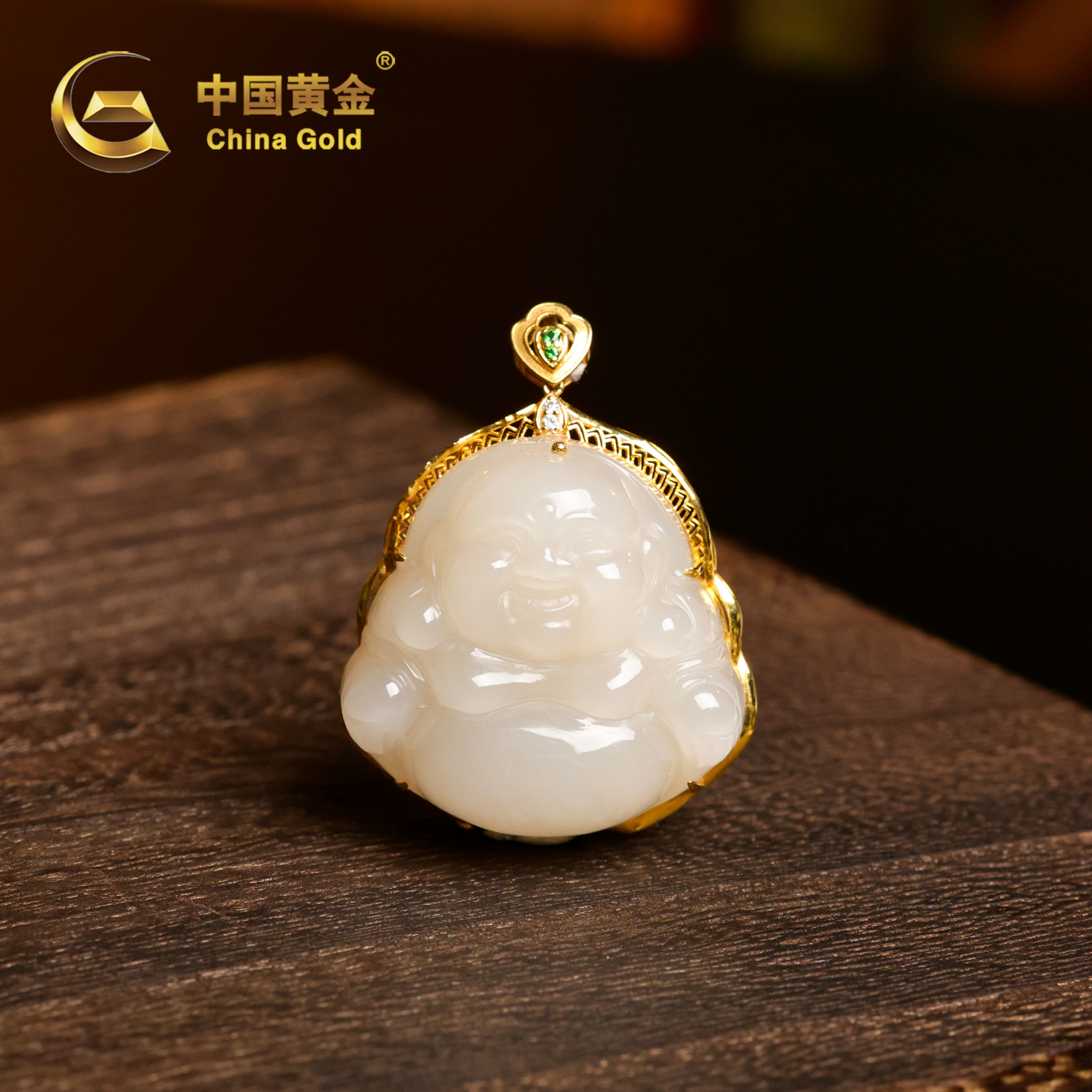 【中国黄金】云悦 | 和田玉*吊坠*18k金镶嵌-D4991+UX003Y-L-Y