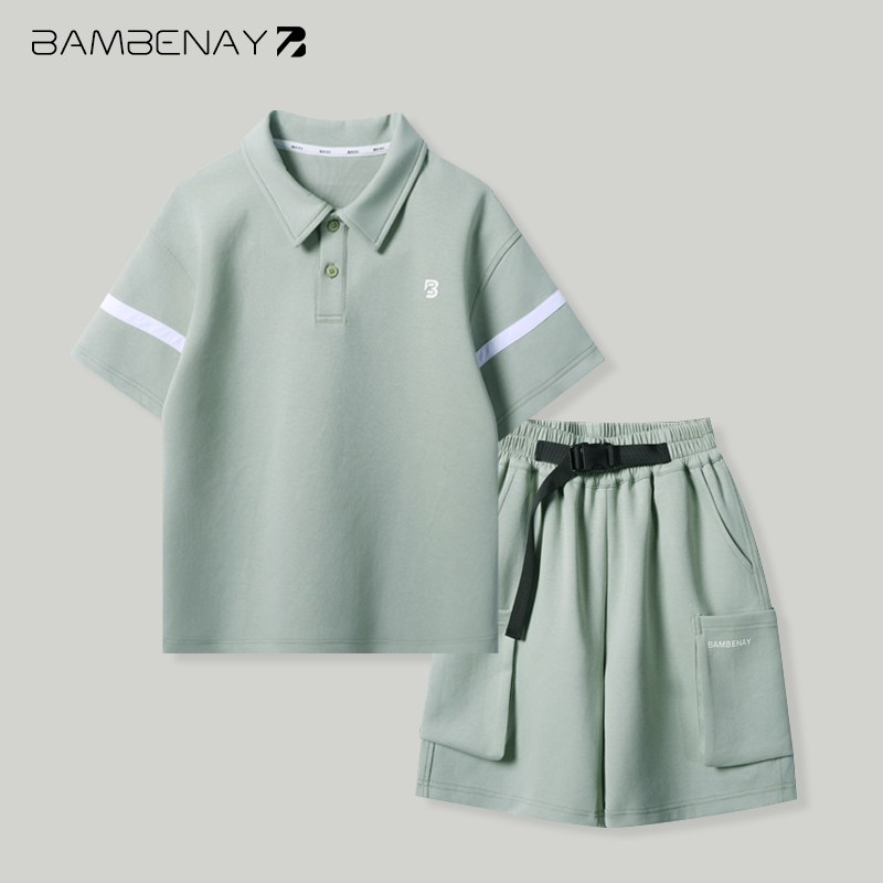 现货 班贝纳【运动polo衫套装】男童短袖短裤两件套夏款中大童AU053