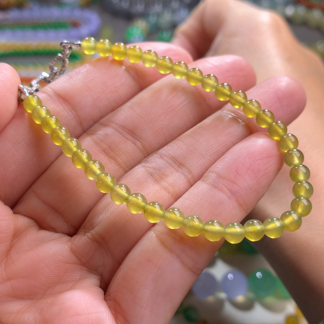 翡翠未镶嵌手链卡4.1 冰玻璃炸光复古鎏金色