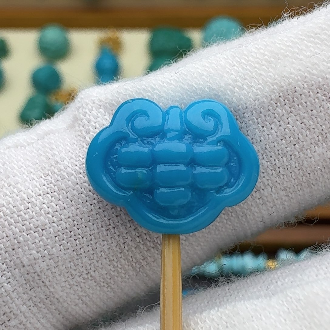 绿松石未镶嵌平安锁牌13.3