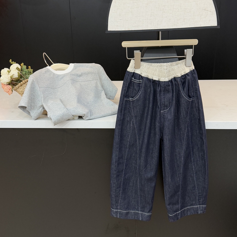 【现货】leomama童装女童杏腰牛仔裤春洋气休闲百搭韩版裤时尚裤子