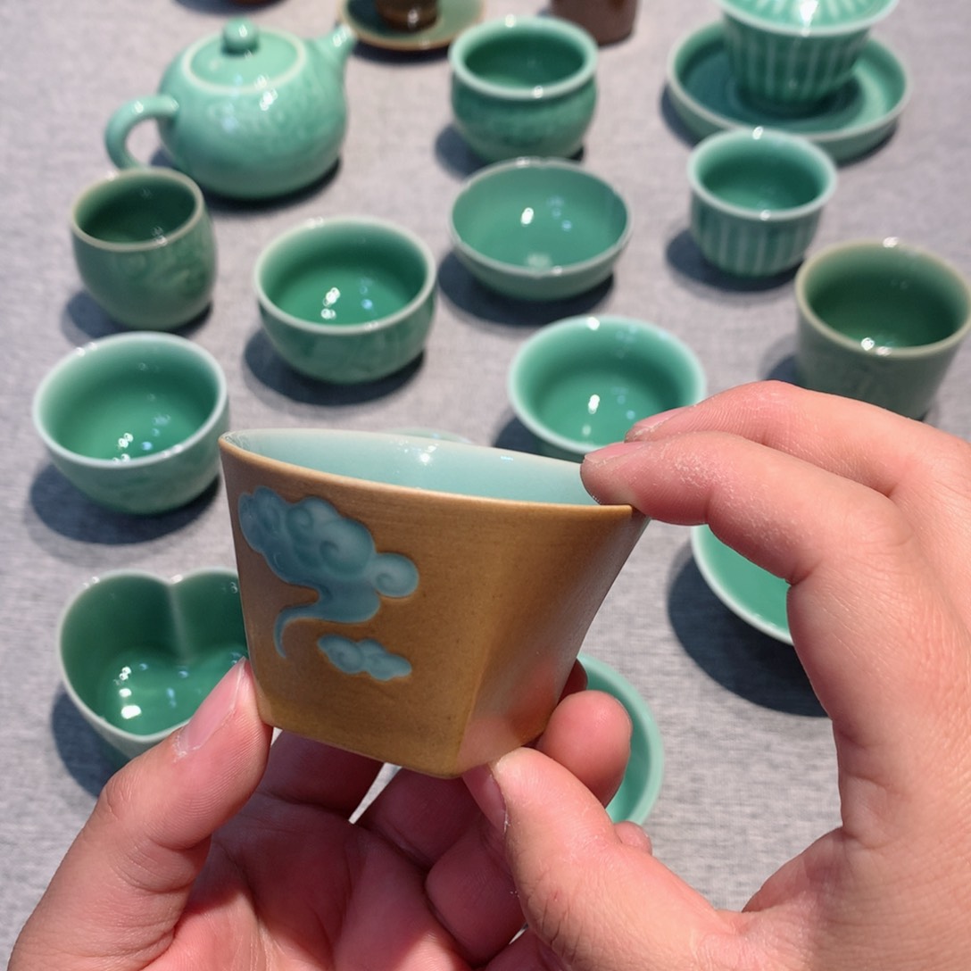 静**光龙泉青瓷茶具杯子