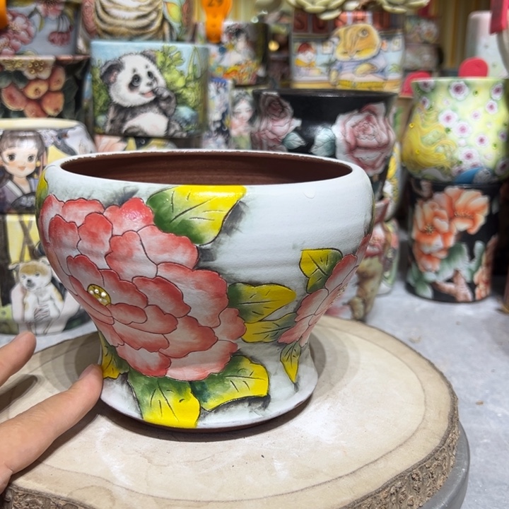 景德镇红陶精品手绘陶瓷