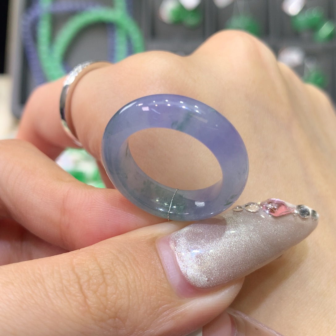 翡翠戒指未镶嵌13-14莫奈花园