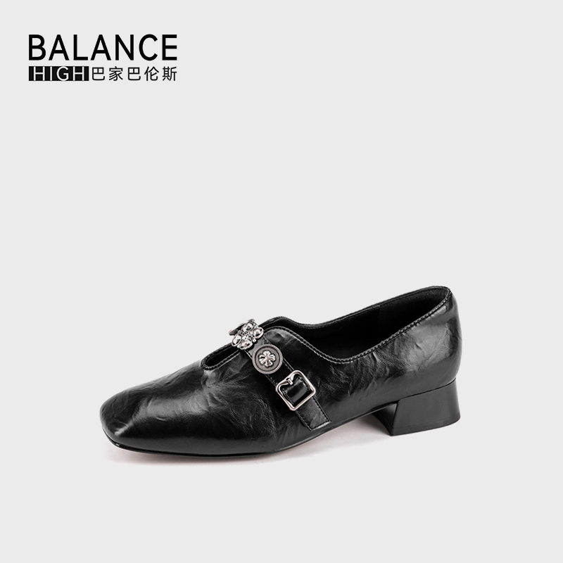 HIGH BALNCE/6688272新款时尚复古百搭低跟圆头舒适单鞋B