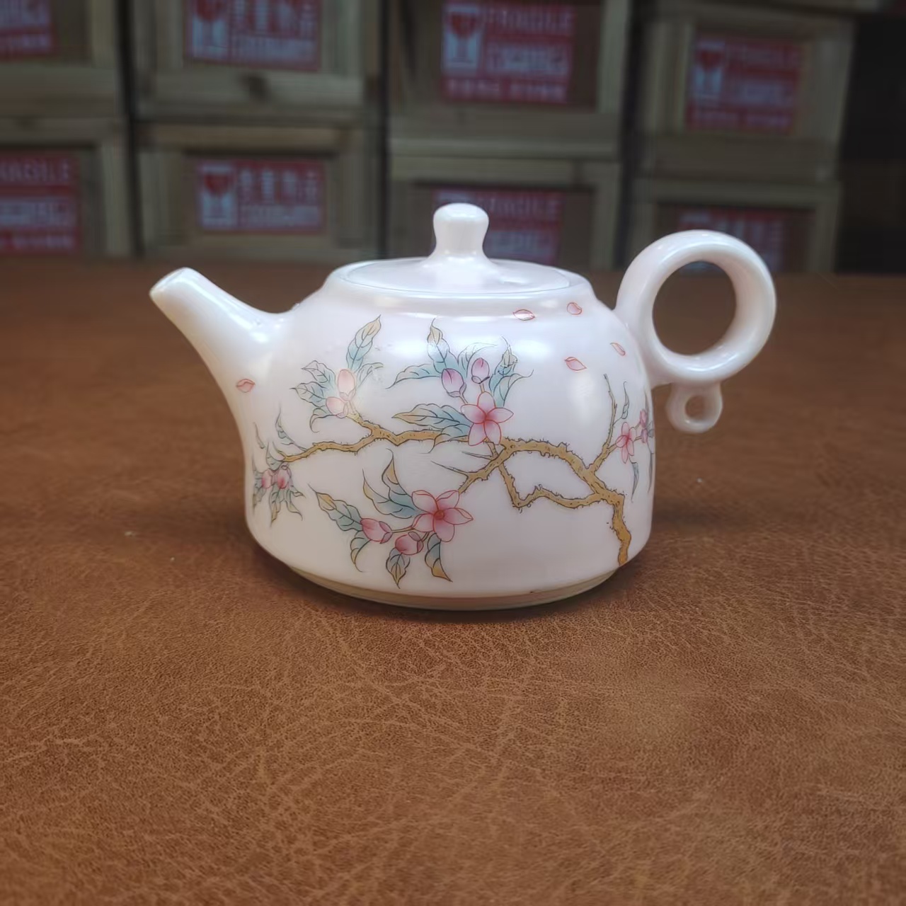 粉汝窑梅花壶-3816