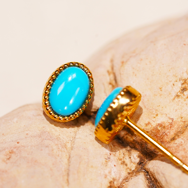 18k金美松椭圆时尚简约耳钉（约整卡7.5*5.5）mse06