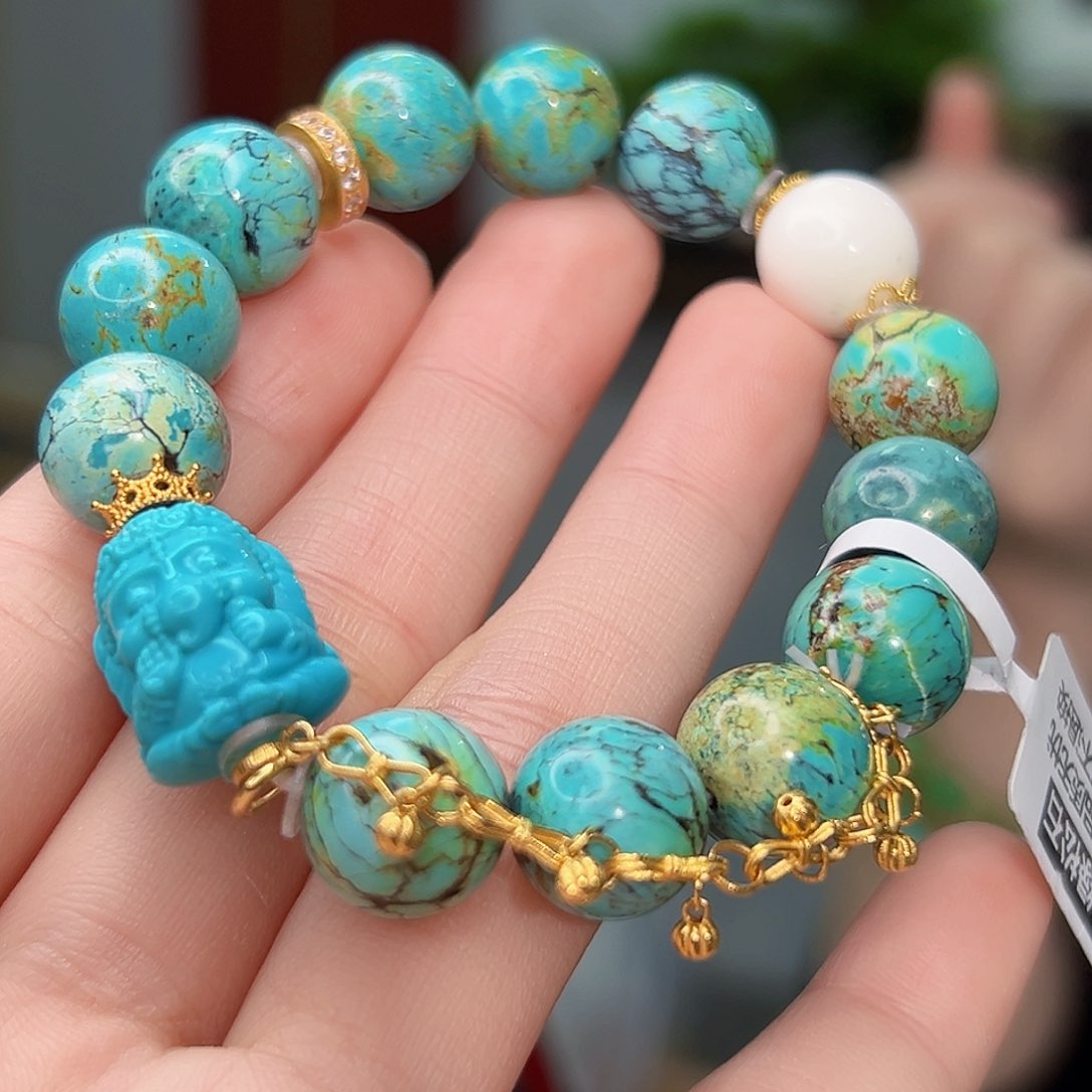 绿松石珠宝奇石18K金镶嵌