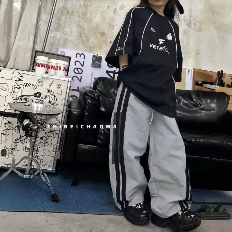 潮酷风休闲速干运动裤儿童直筒夏季