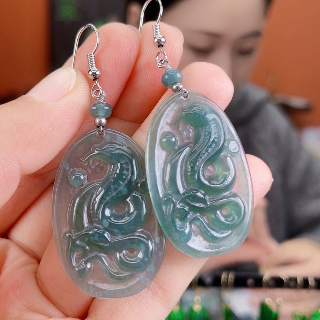 翡翠未镶嵌耳饰饰品