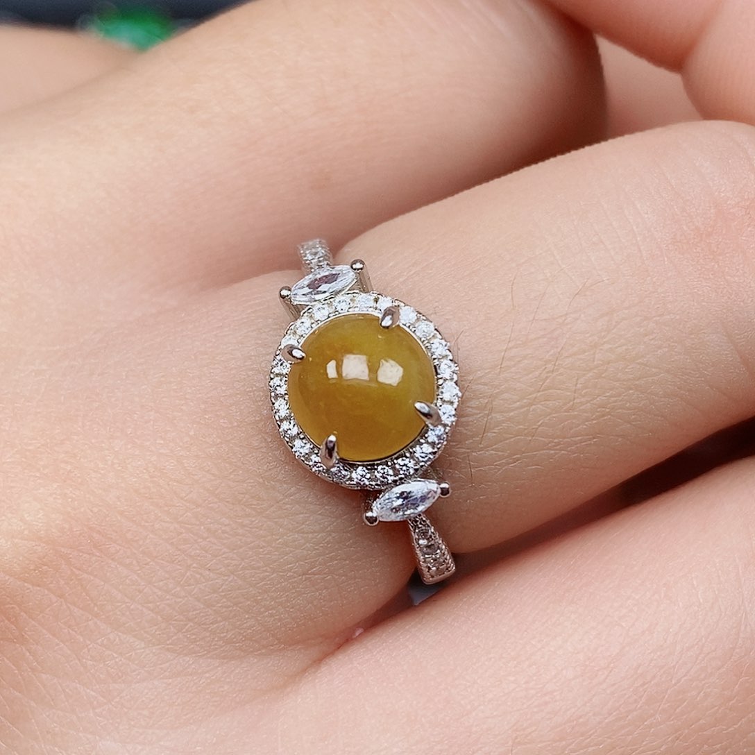 翡翠戒指银S925镶嵌戒指