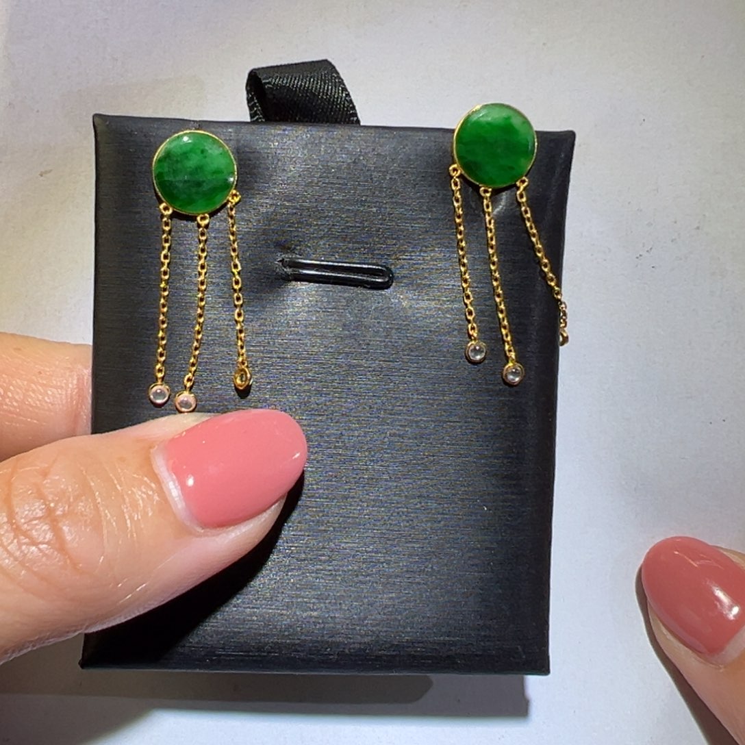 翡翠颈饰18K金镶嵌耳环