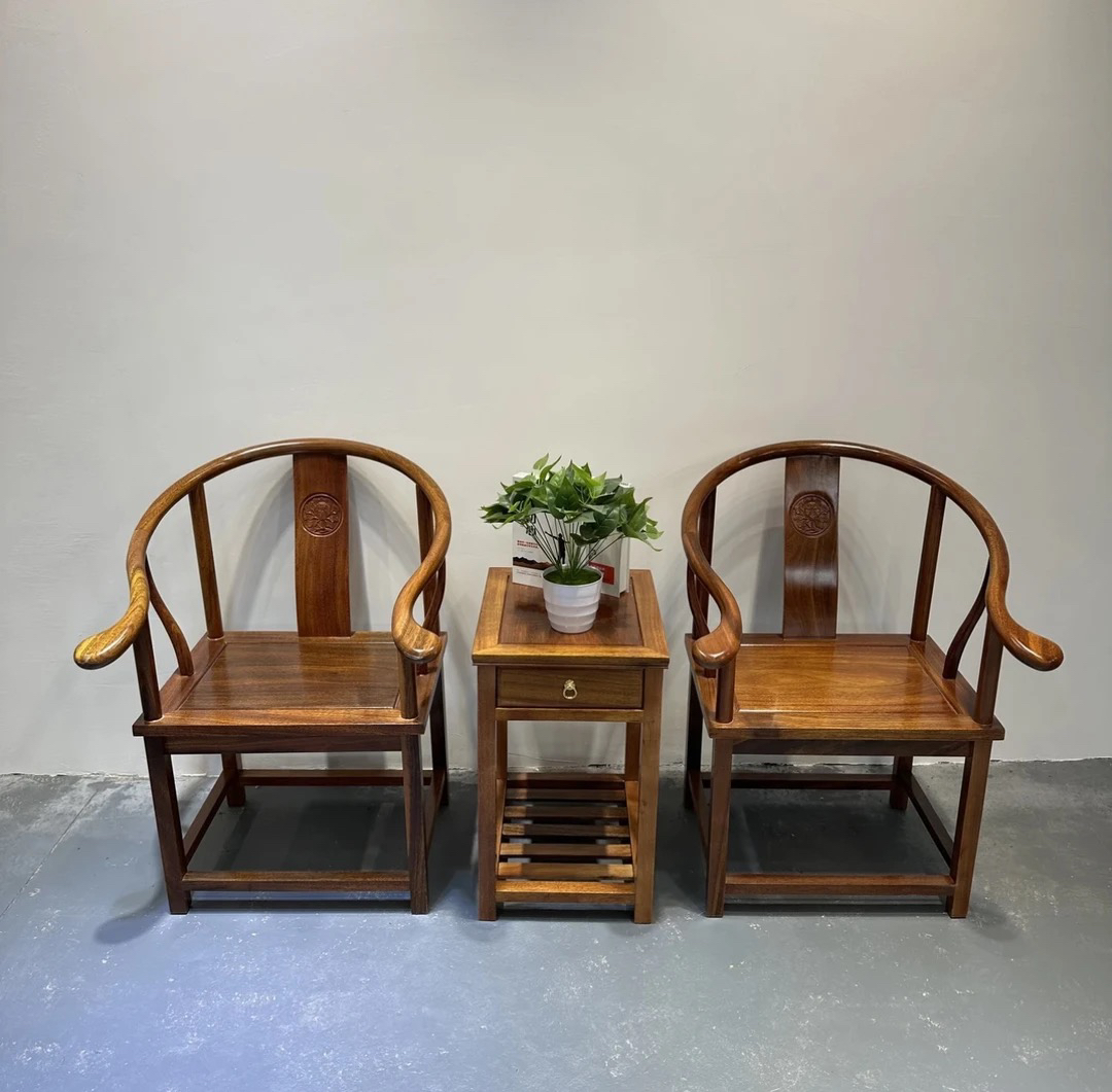 黄檀圈椅三件套包邮书椅人体工学椅新中式靠背椅实木椅