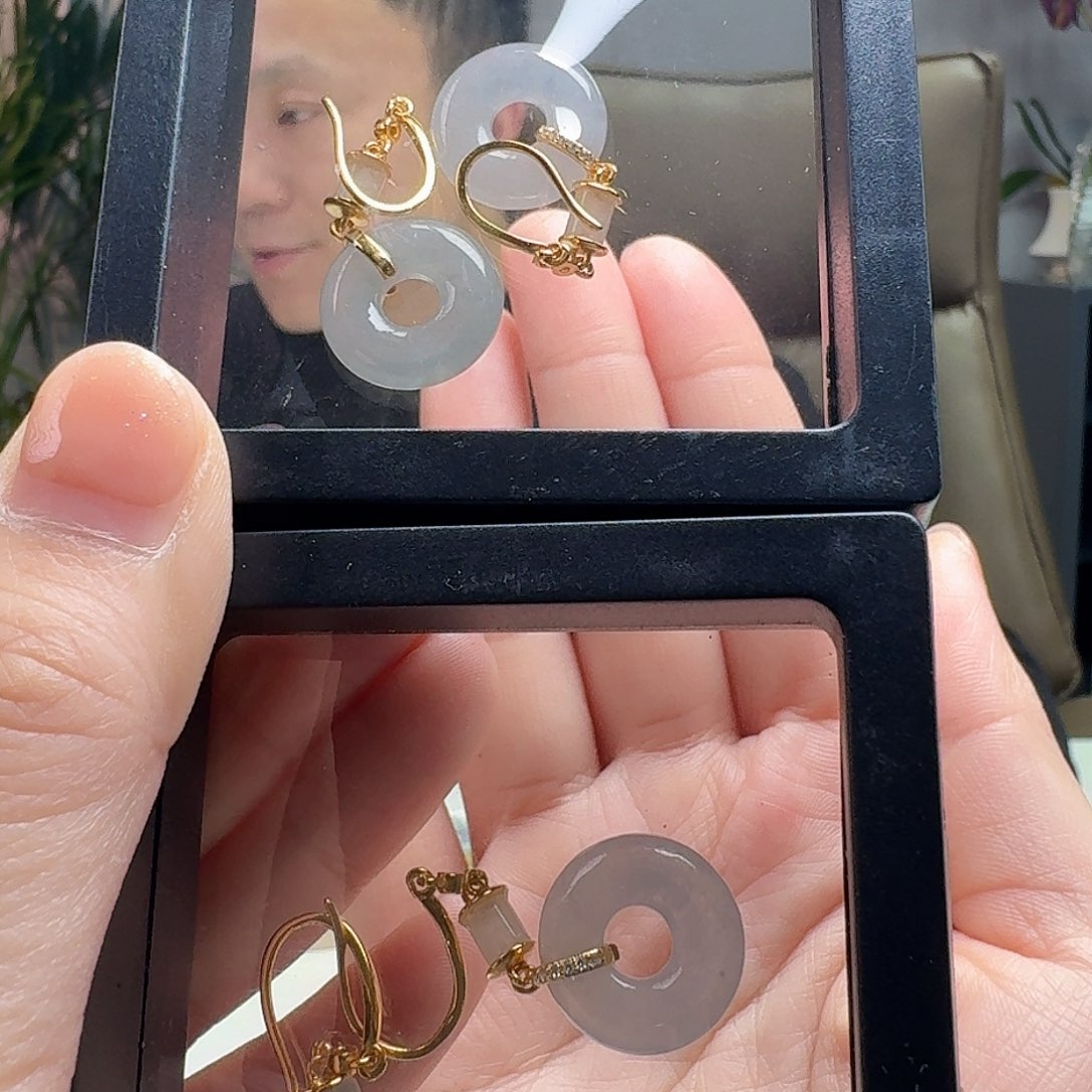 翡翠耳饰银S925镶嵌多样性发货其一