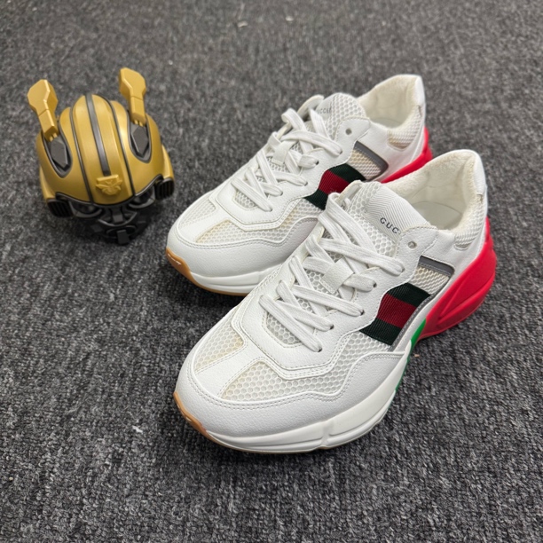 全新未使用 GUCCI/古驰 /39码/Rhyton/白色网面老爹鞋/公价7600