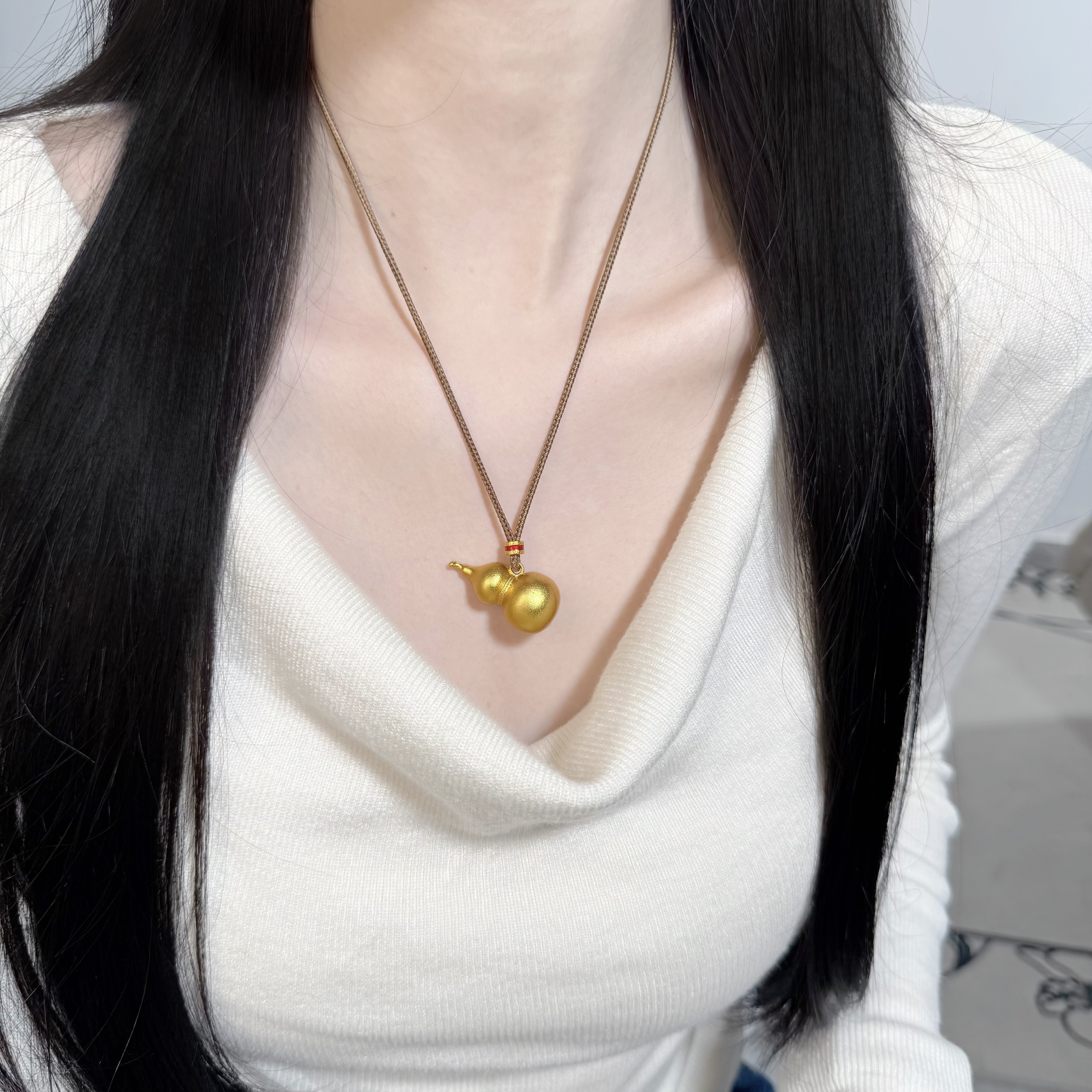 早兰 非金属棉绳项链 【锦葫芦】仿真金色葫芦套链