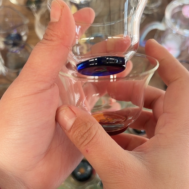 手工艺品玻璃玻璃茶色清杯琥珀➕斑斓