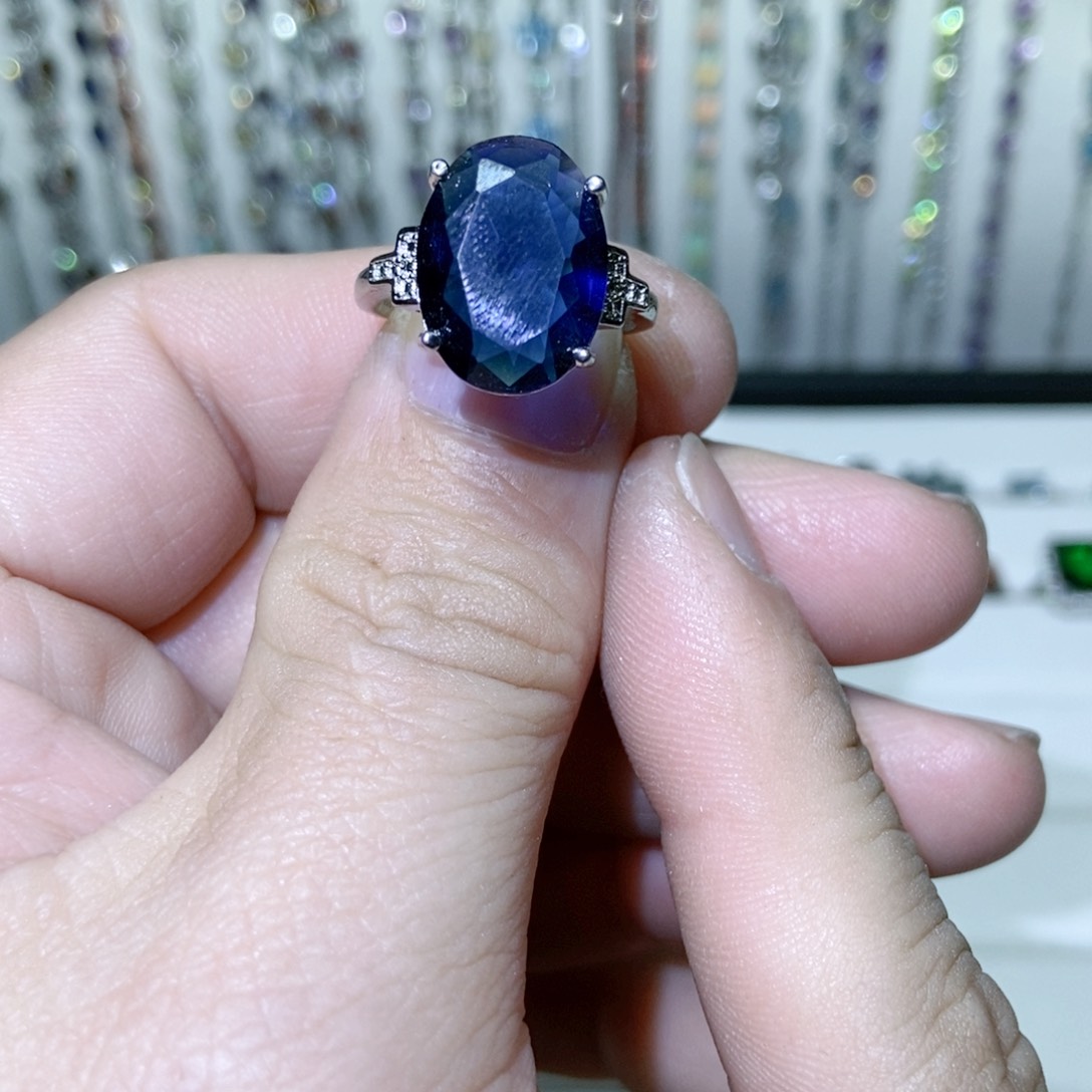 绿水晶戒指银S925镶嵌