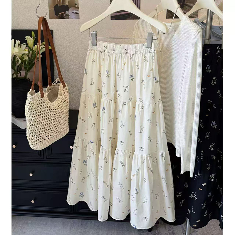 小清新碎花半身裙A字裙女装夏季减龄高腰显瘦长裙