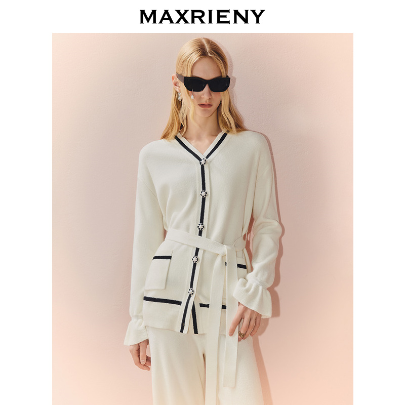 【初依专属】MAXRIENY穿搭针织外套女气质感系带围裹宽松上衣