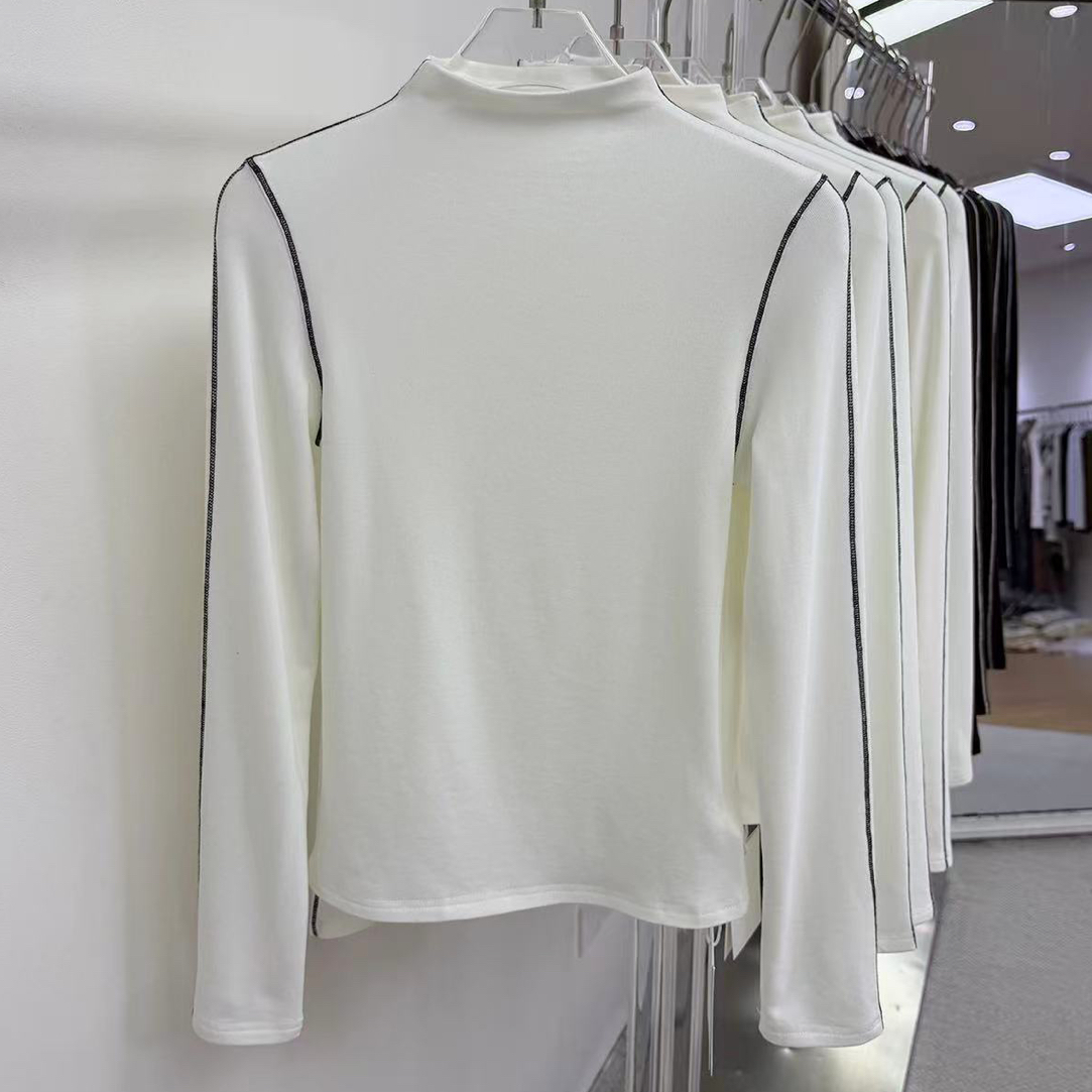 【海南肉丝】167韩版撞色明线修身上衣