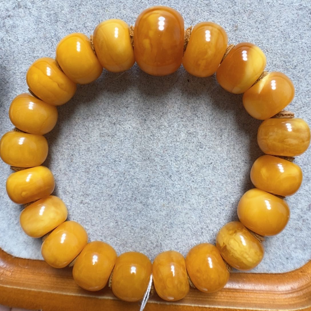 蜜蜡手串足金镶嵌蜜蜡