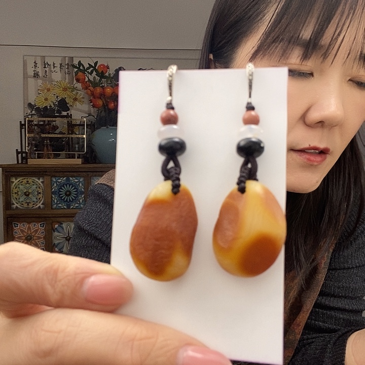 蜜蜡耳饰未镶嵌耳饰