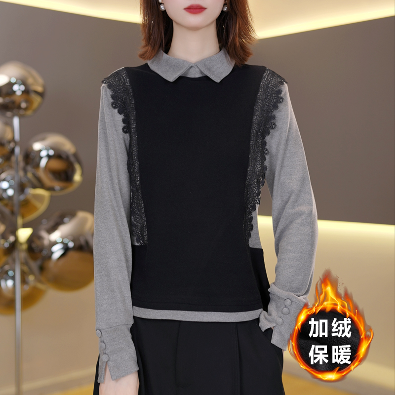 2025气质新款加绒上衣女显瘦秋冬洋气时尚内搭打底衫 131