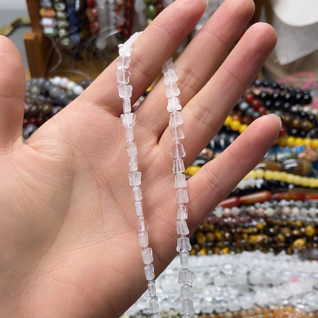 玛瑙/玉髓未镶嵌珠宝半成品卡7白水蝴蝶一条
