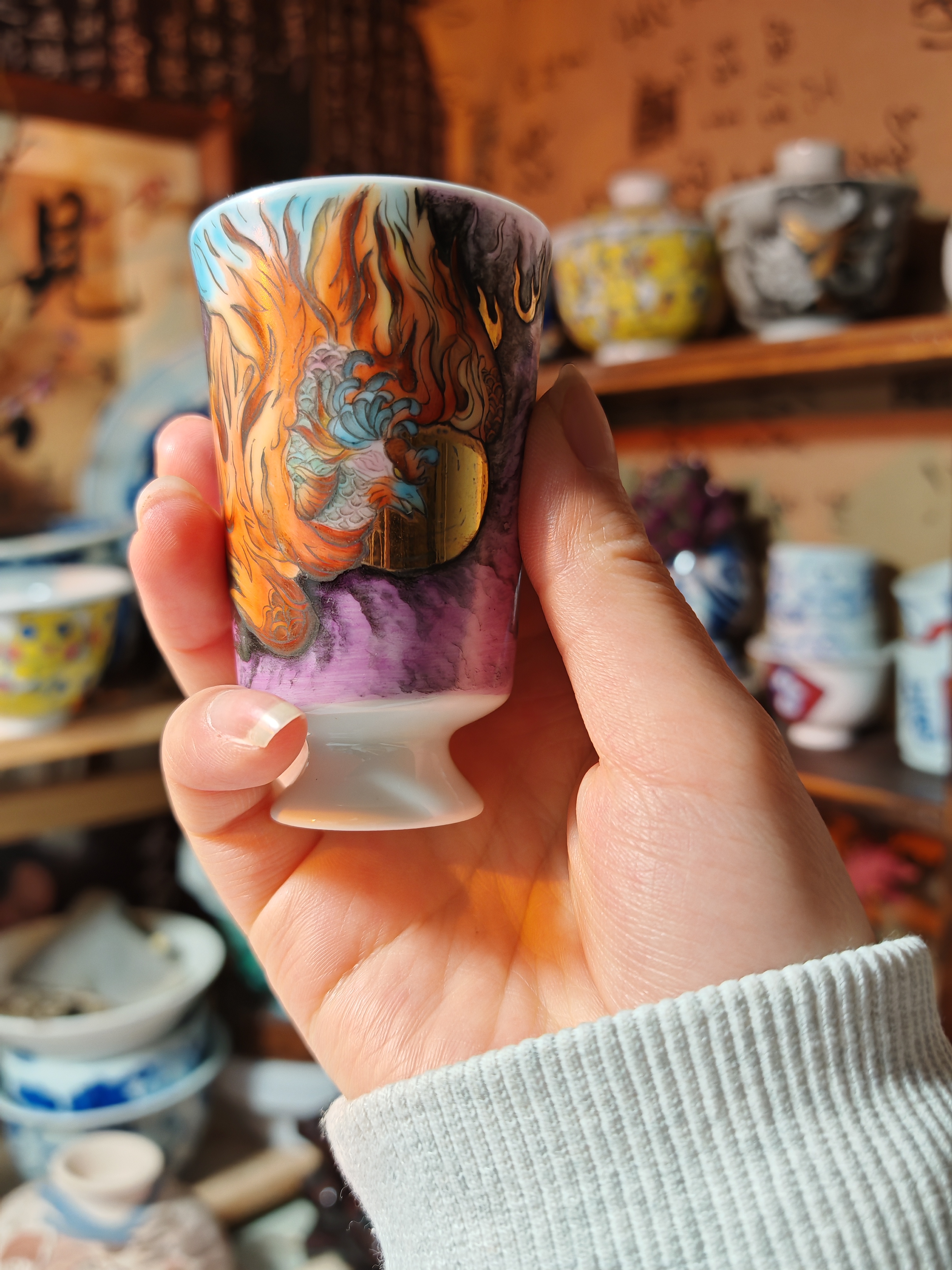 釉上彩描金闻香杯