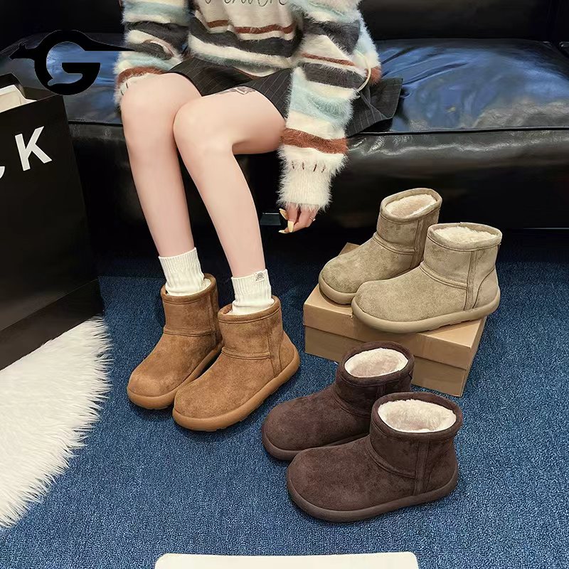 内增高袋鼠防滑雪地靴2025新款冬季保暖爆款棉鞋防水面包雪地棉